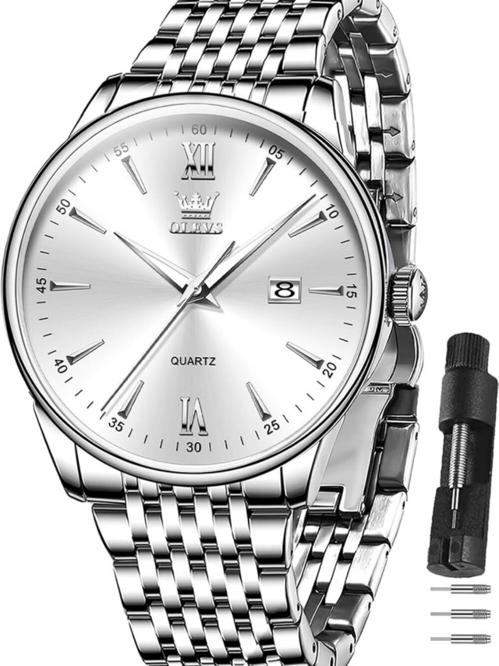 Luxury Stainless Steel Men's Watch - 30M Waterproof Quartz Dress Timepiece
